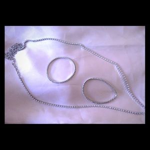 Crystal beaded long necklace and bracelets